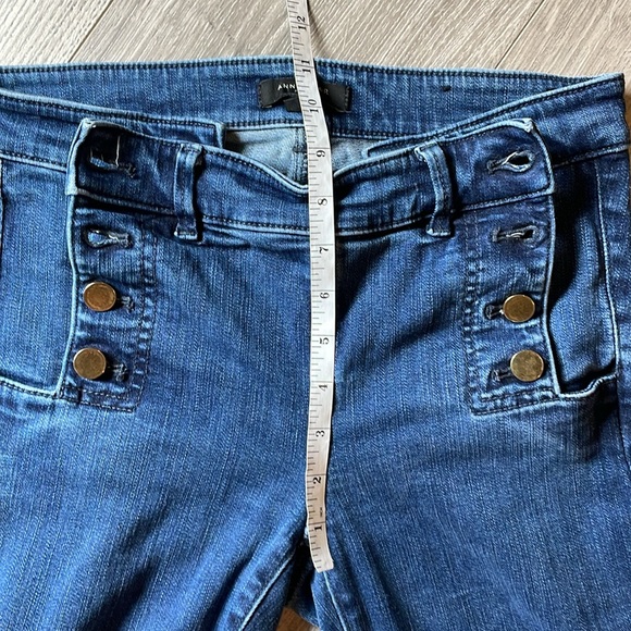 Ann Taylor The Skinny Dark Wash Sailor  style button front, Jean. - Picture 4 of 10